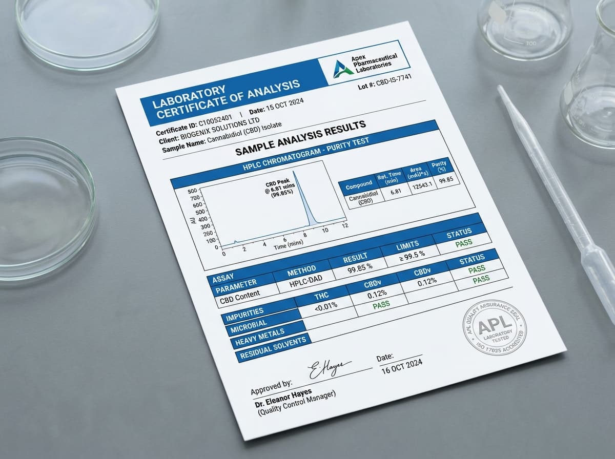 HPLC Lab Report Certificate